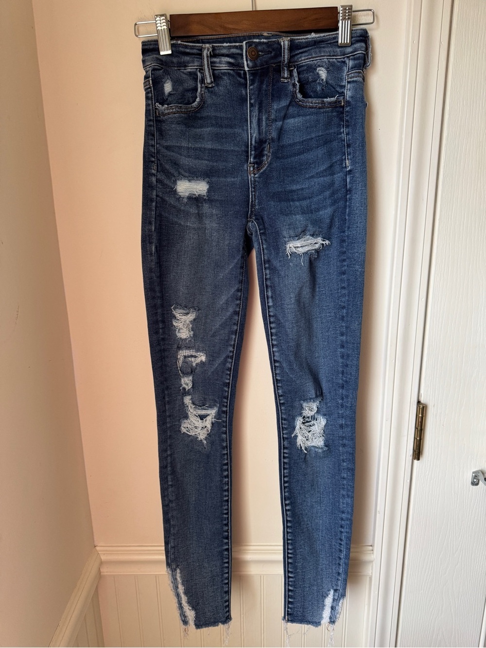 American Eagle Outfitters Ripped Blue Jeggings Size 2 Jeans